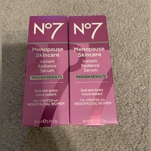 New No7 Menopause Skincare Instant Radiance Serum 1 fl oz  *Two Boxes*